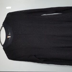 Free People Coffee in the Morning Lace tunics Knit medium color black